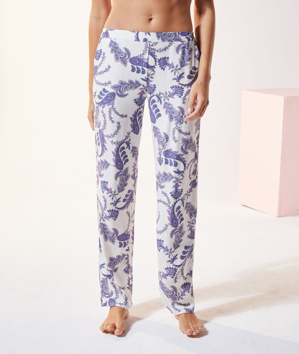 Pantalon de pyjama imprimé ecru.