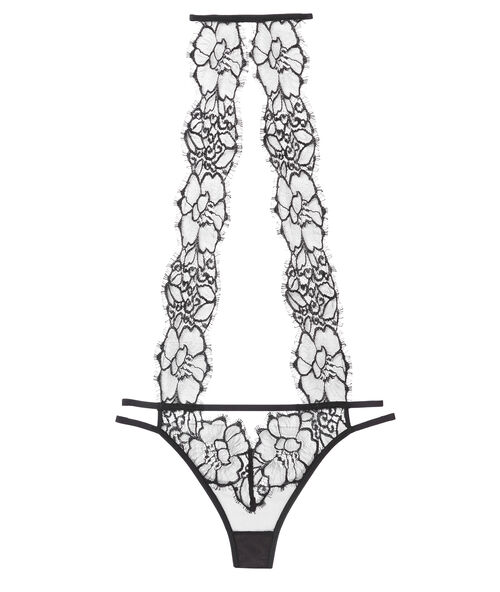 Lace krajkové body s děrováním noir.