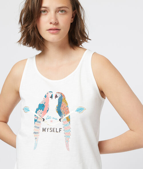 Vrchn&iacute; d&iacute;l s potiskem papou&scaron;ků b&eacute;žov&aacute;.