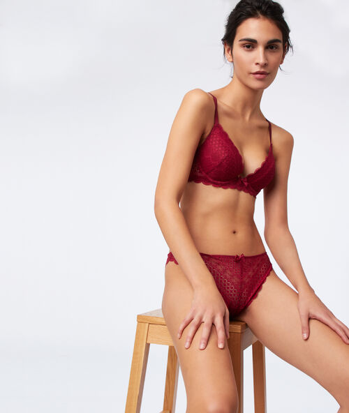 Krajková tanga bordeaux grenat.