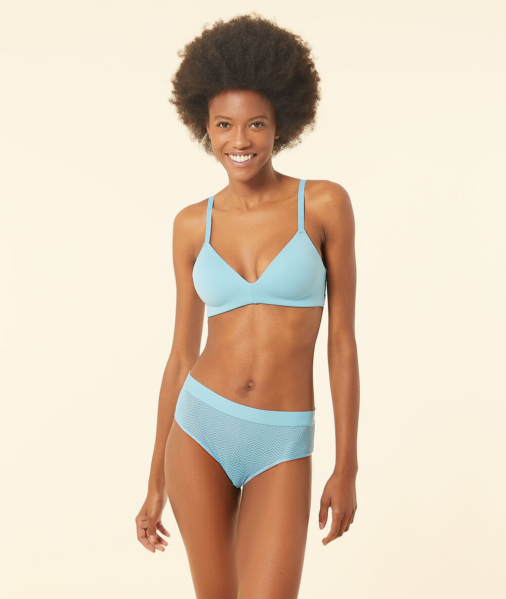 Soutien-gorge sans armatures coques fines bleu.