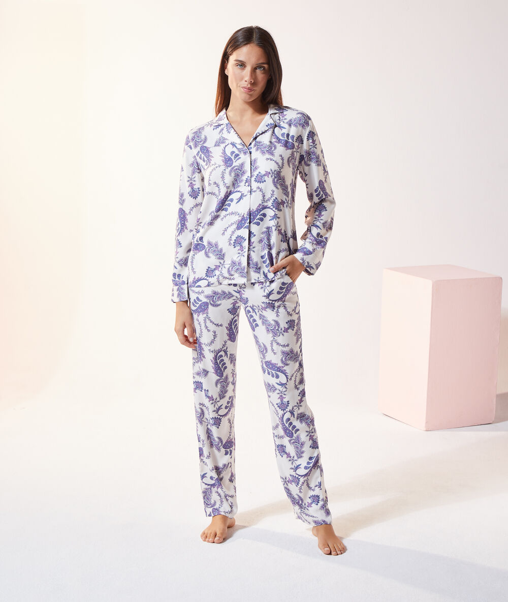 Pantalon de pyjama imprimé ecru.