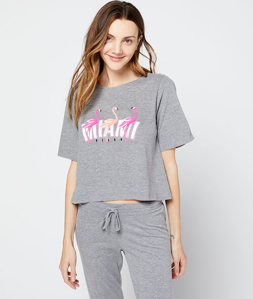 Kr&aacute;tk&eacute; tričko &bdquo;miami beach&ldquo; &scaron;ed&aacute;.