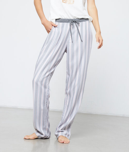 Proužkovan&eacute; kalhoty barevn&aacute;.