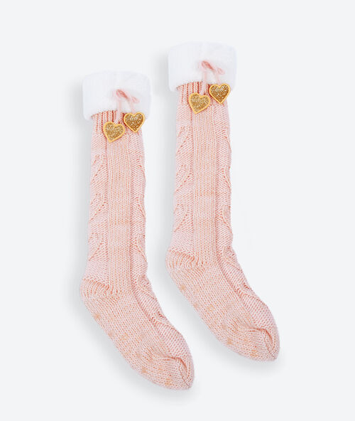 Dom&aacute;c&iacute; ponožky s metalick&yacute;mi vl&aacute;kny rose.
