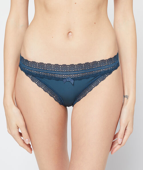 Kalhotky z mikrovl&aacute;kna a krajky petrolejov&aacute; modř.