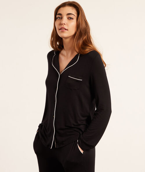 Horn&iacute; pyžamov&yacute; d&iacute;l čern&aacute;.