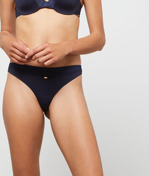 Metalick&aacute; tanga z mikrovl&aacute;kna n&aacute;mořnick&aacute; modr&aacute;.