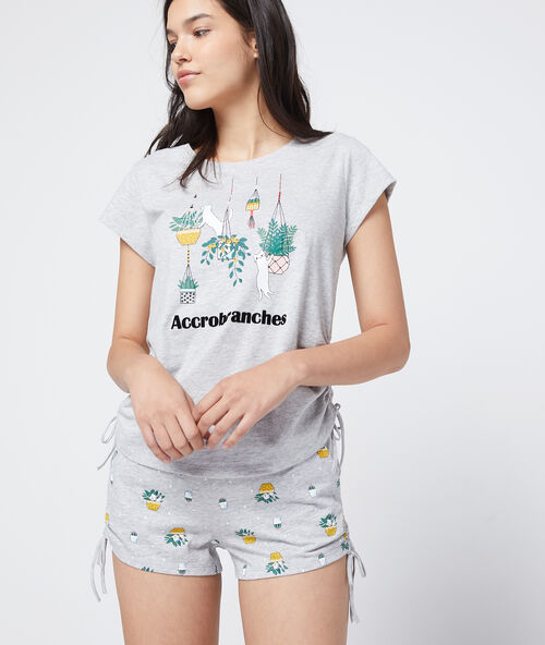 &Scaron;ortky s potiskem z biobavlny &scaron;ed&aacute;.