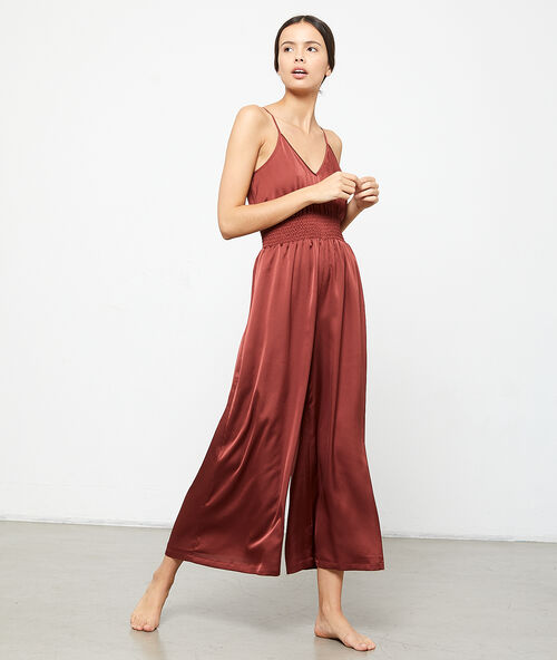 Sat&eacute;nov&eacute; kombin&eacute;zov&eacute; kalhoty cihlov&aacute;.