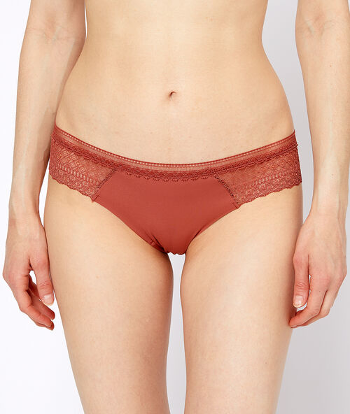 Bokov&eacute; kalhotky z mikrovl&aacute;kna a krajky henna.