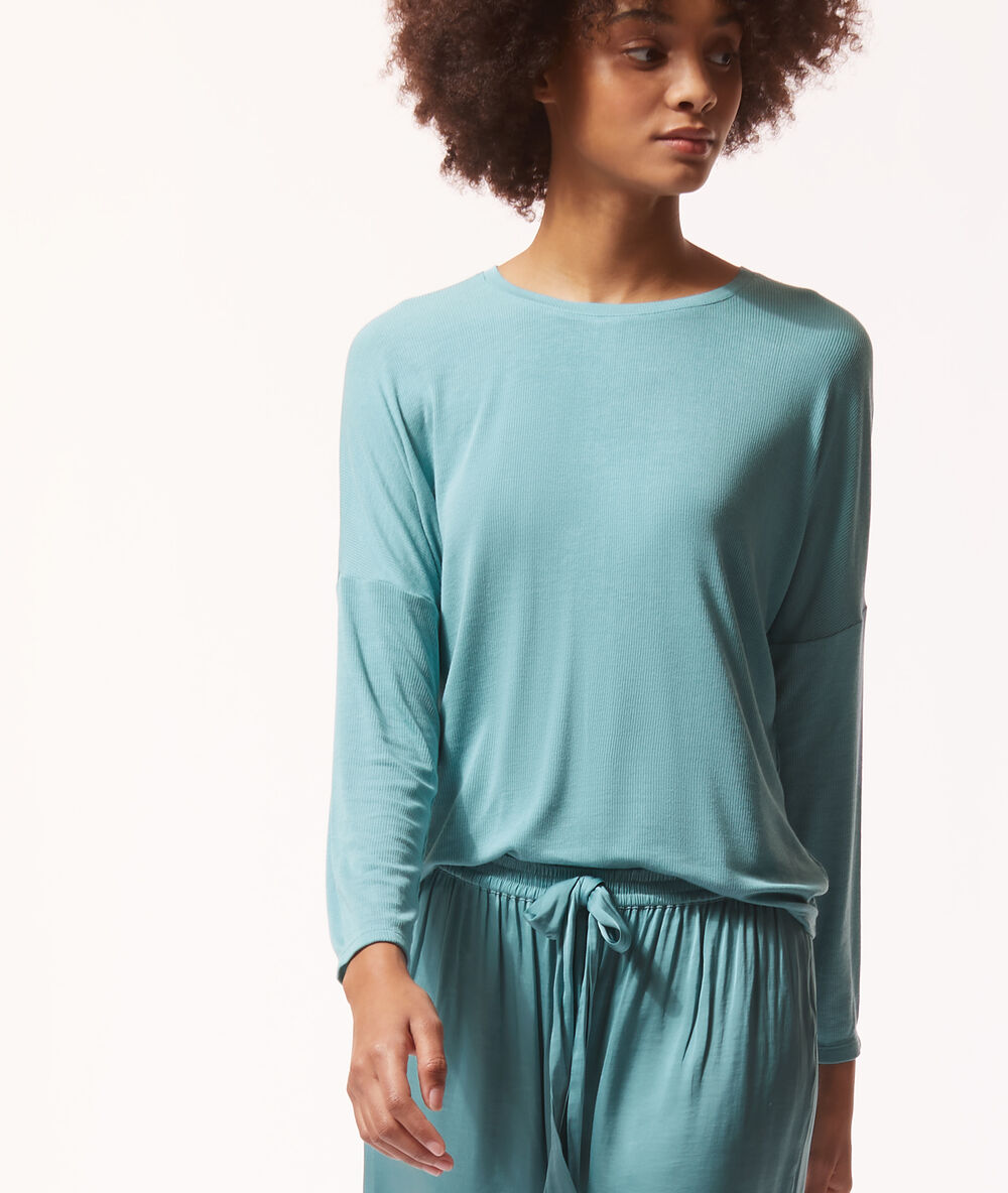Top manches longues bleu vert.